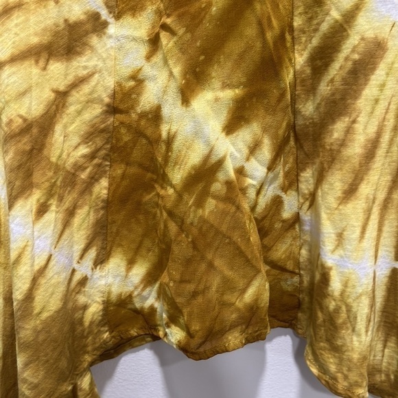 anthropologie Language Los Angeles Mustard Yellow Tie Dye Short Sleeve Shirt - Picture 4 of 8